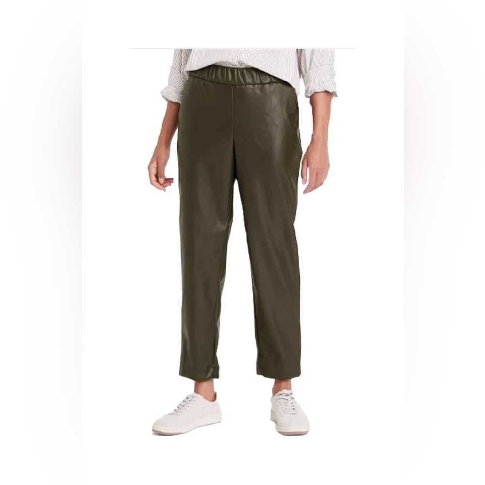 A New Day Women's High-Rise Faux Leather Tapered Ankle Pull-On Pants Size XS